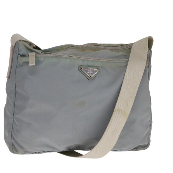 PRADA Shoulder Bag Nylon Light Blue Gray Silver - Picture 1 of 16